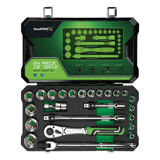 ToolPRO-X Socket Set 1/2" Drive Metric 24 Piece, , scanz_hi-res