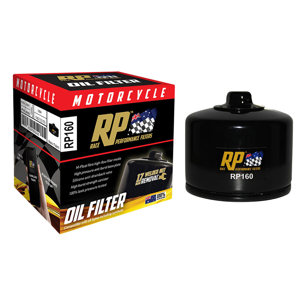 Race Performance Motorcycle Oil Filter RP160, , scanz_hi-res