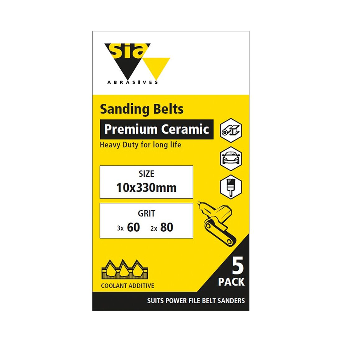 SIA Abrasives Abrasive Belt 10X330mm, 2511 Series, Mixed Grit, 5 Pack, , scanz_hi-res