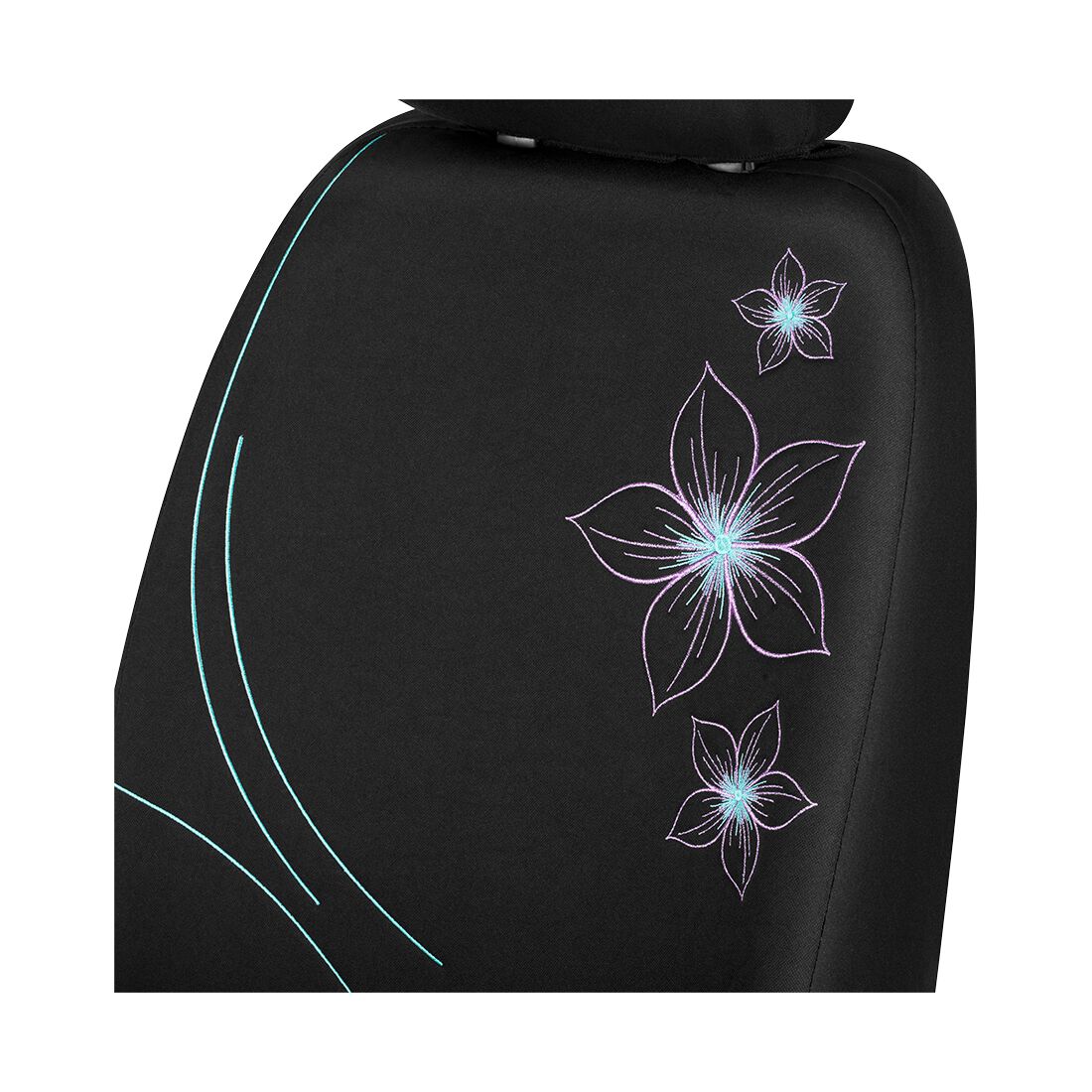SCA Seat Cover Flower Purple & Aqua, Adjustable Headrests, Airbag Compatible, Size 30 & 06H, , scanz_hi-res