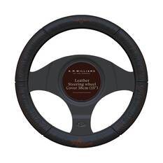 R.M.Williams Tan Leather Steering Wheel Cover, Black/Tan, 380mm, , scanz_hi-res