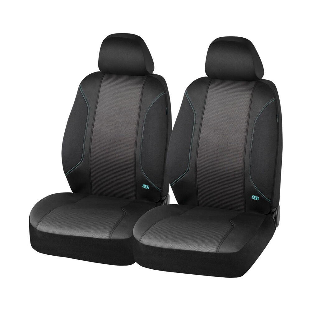 Skechers Air Cooled Memory Foam Seat Covers Black/Aqua Adjustable