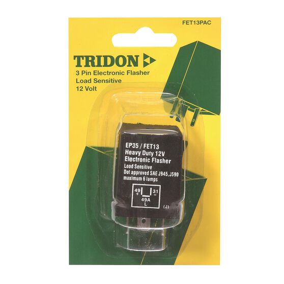 Tridon Electronic Flasher Relay Unit, Load Sensitive - 12V, 3 Pin, , scanz_hi-res
