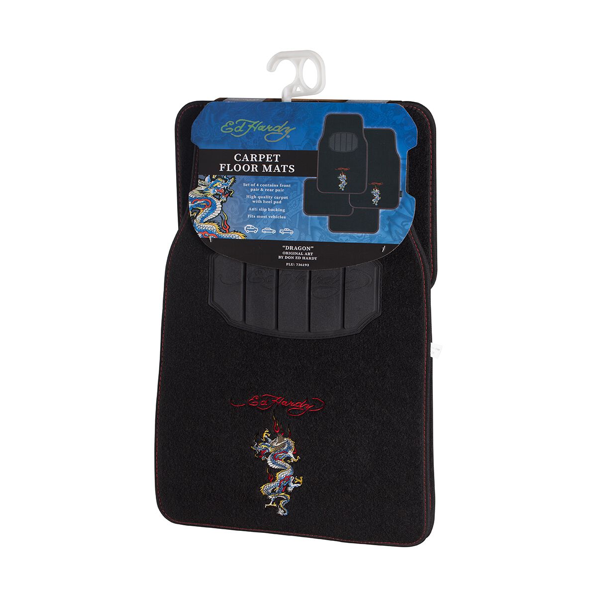Ed Hardy Floor Mats Dragon Carpet 4 Pack, , scanz_hi-res