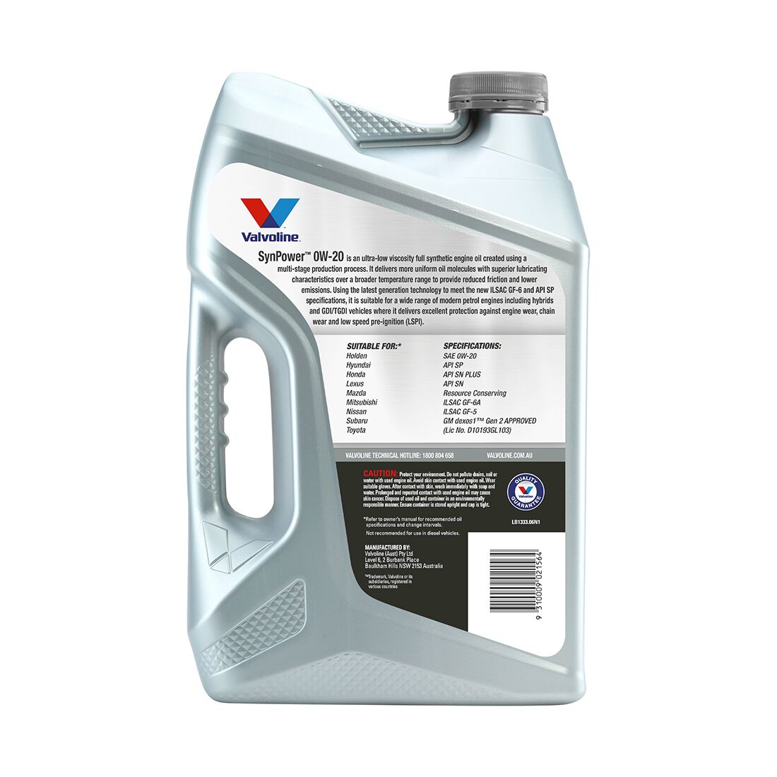 Valvoline Synpower Engine Oil 0W-20 6 Litre, , scanz_hi-res