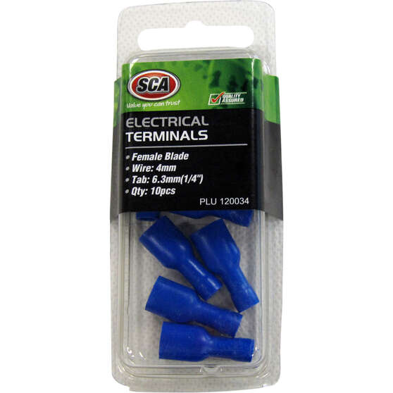SCA Electrical Terminals - Female Blade, 6.3mm Blue, 10 Pack, , scanz_hi-res