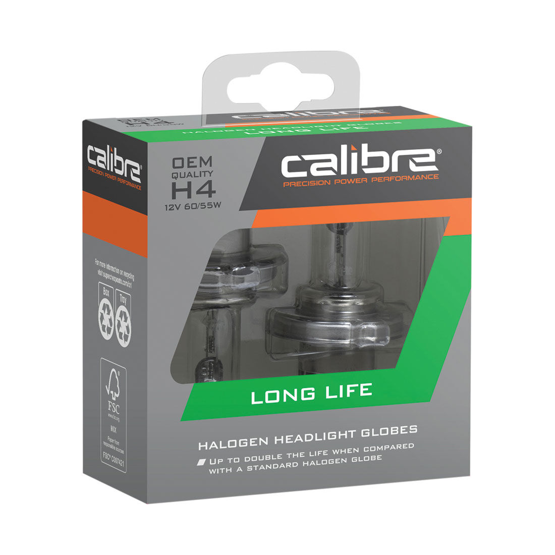 Calibre Long Life Headlight Globes - H4, 12V 60/55W, CALLH4, , scanz_hi-res