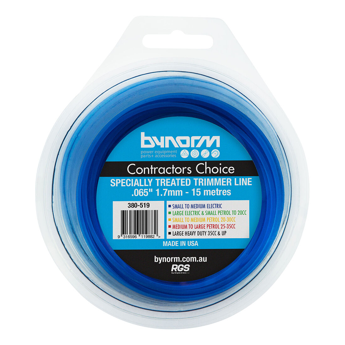 Bynorm Blue Trimmer Line 1.7mm x 15m, , scanz_hi-res