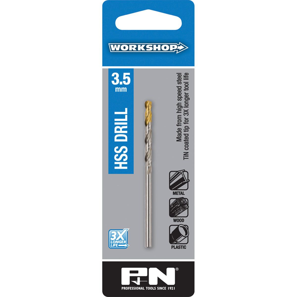 P&N Workshop Drill Bit HSS Tin Tipped 3.5mm, , scanz_hi-res