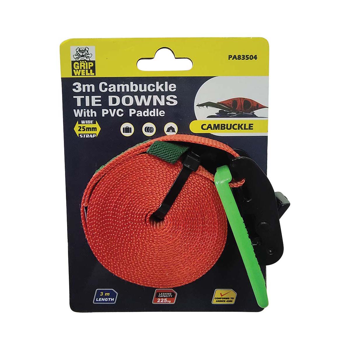 Gripwell Cambuckle Tie Down 225kg 3m, , scanz_hi-res