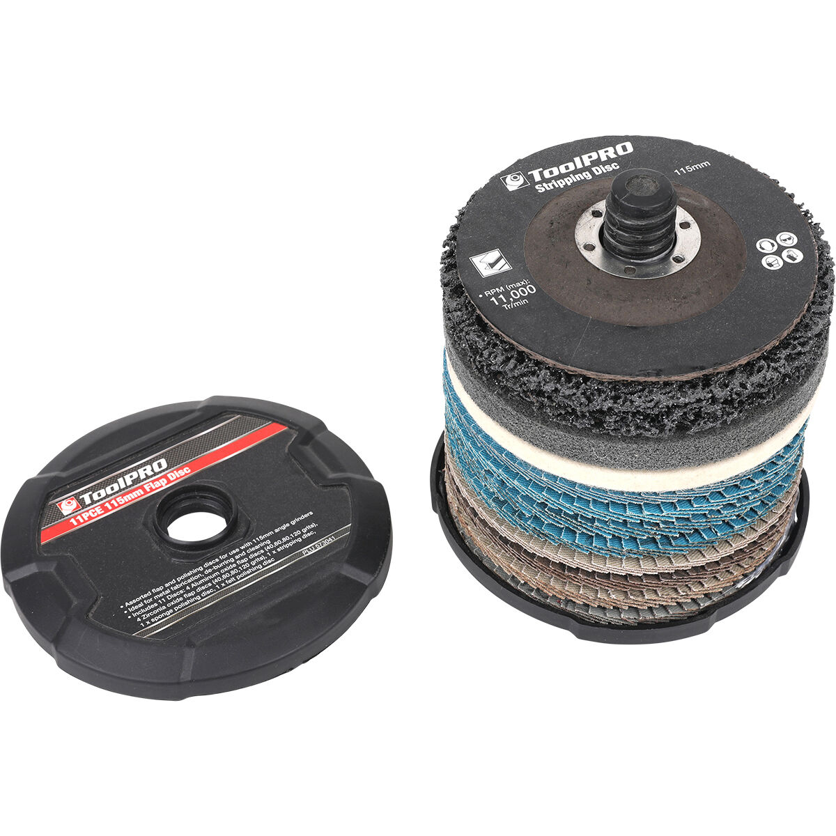 ToolPRO Flap Disc 115mm 11 Piece Kit, , scanz_hi-res