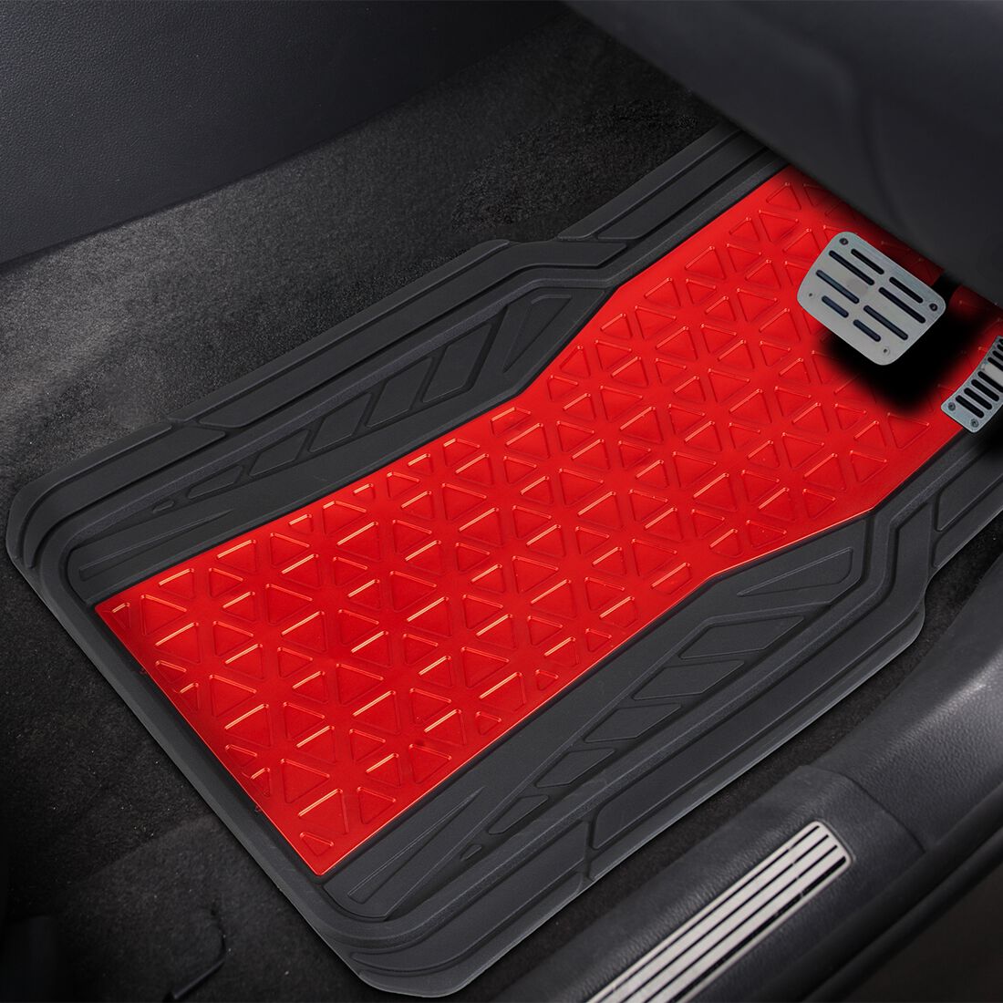 SCA Floor Mats PVC Rubber Pattern Red Set of 4, , scanz_hi-res
