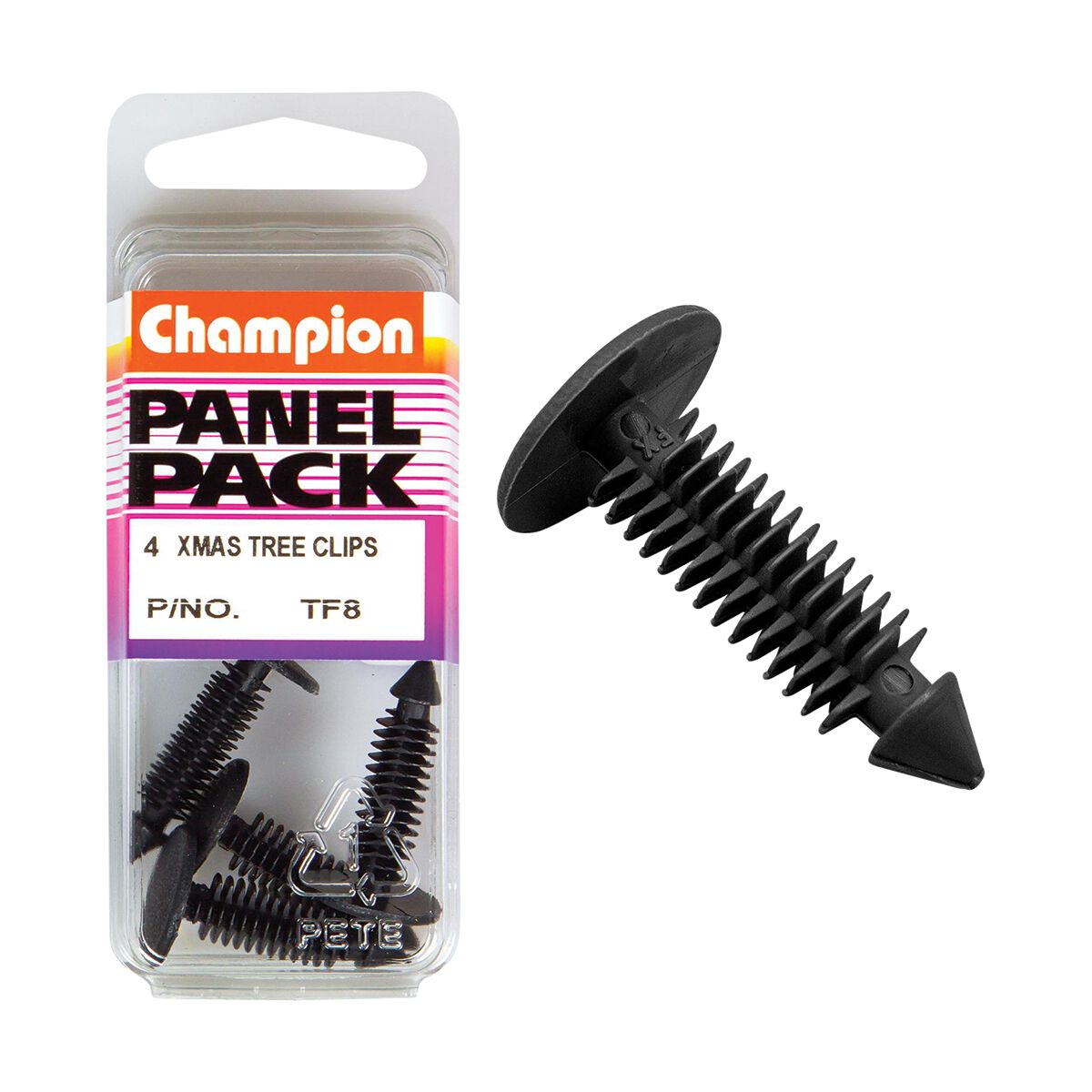 Champion Panel Pack Christmas Tree Clip Black TF8, 6.8mmx27mm, , scanz_hi-res