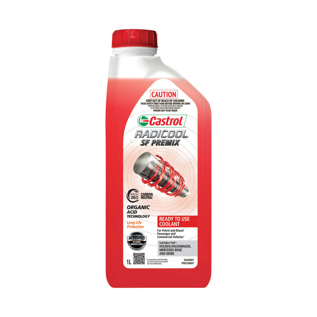 Castrol Red Radicool Ready To Use Coolant SF Premix - 1 Litre, , scanz_hi-res