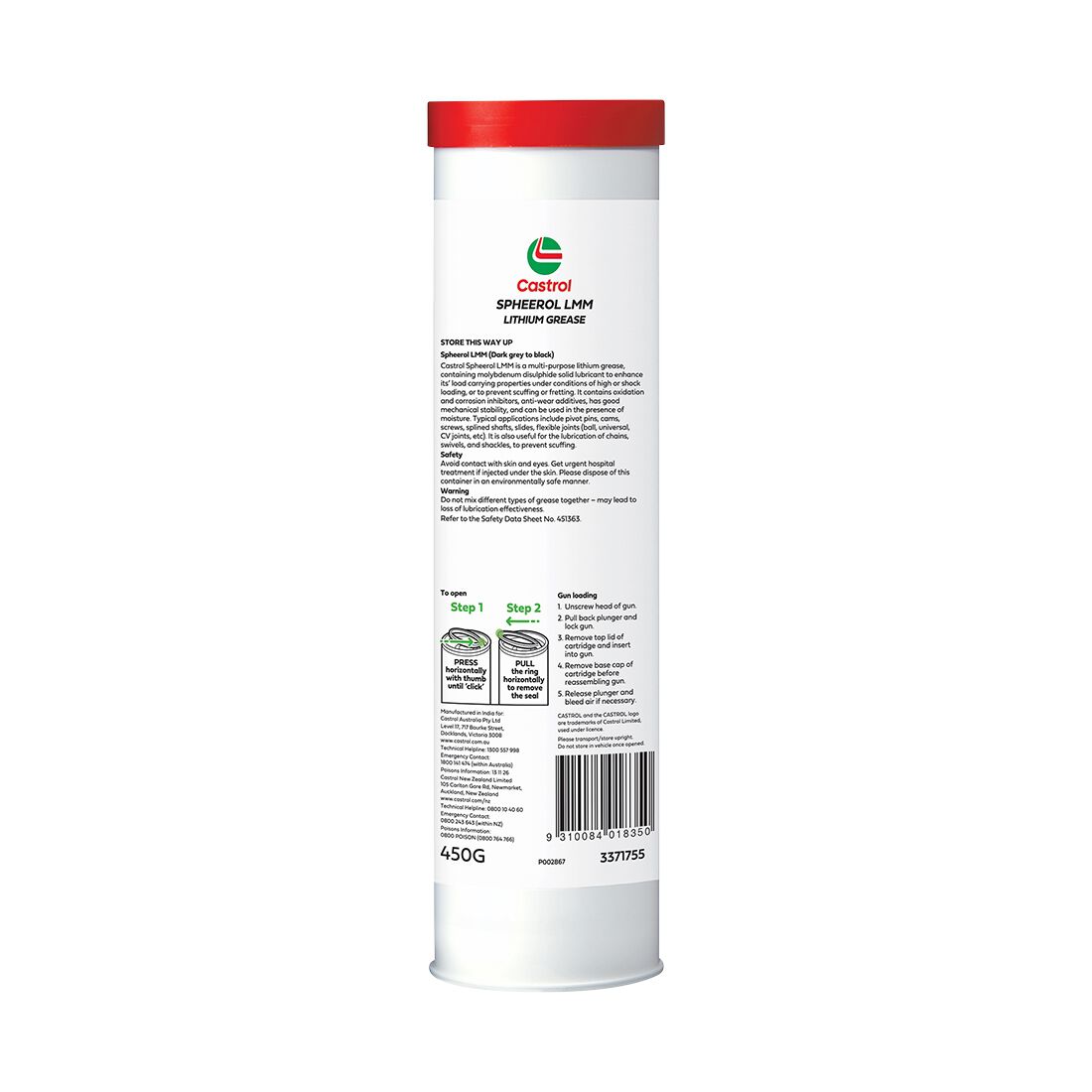 Castrol Grease Cartridge Spheerol LMM 450g, , scanz_hi-res