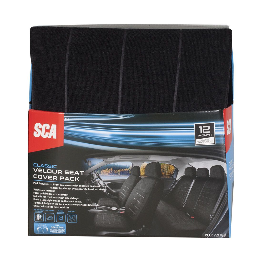 SCA Velour Seat Covers Set Black, Adjustable Headrests, Airbag Compatible, Size 30A&06H, , scanz_hi-res