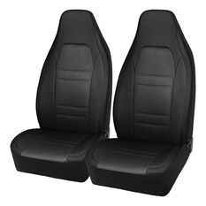 SCA Racing Leather Look & Mesh Seat Covers Black Airbag Compatible, , scanz_hi-res