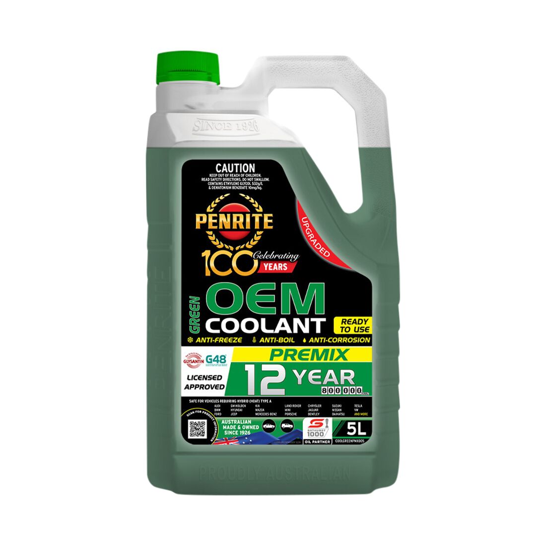 Penrite Green Long Life Anti Freeze / Anti Boil Coolant Premix - 5 Litres, , scanz_hi-res