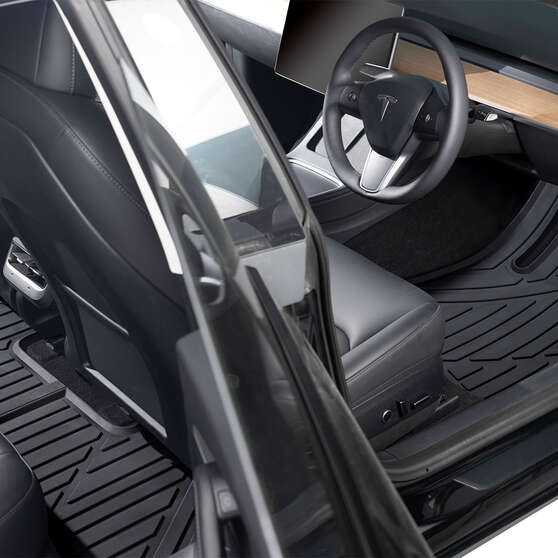 SCA Rubber Car Floor Mats - Front/Rear, Tesla Model 3 2019-23, Black, , scanz_hi-res