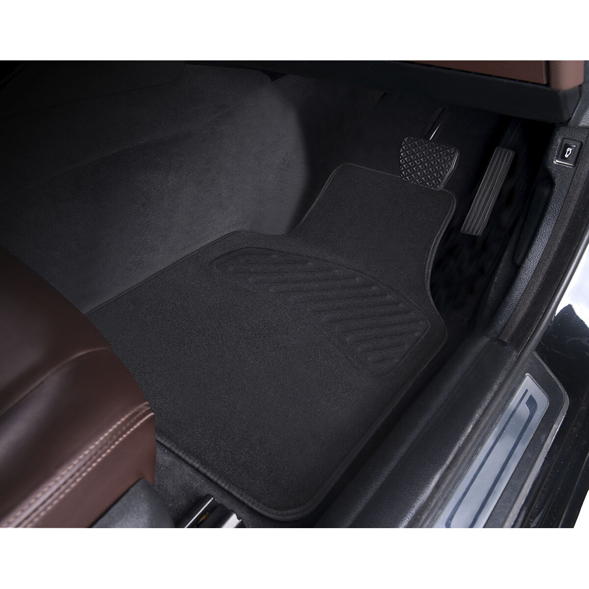 SCA Luxury Carpet Car Floor Mats - Set of 4, Black, , scanz_hi-res