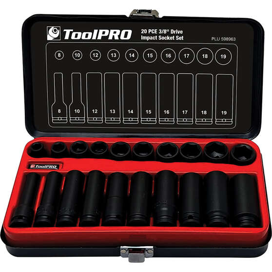 ToolPRO Impact Socket Set 3/8" Drive Metric 20 Piece, , scanz_hi-res