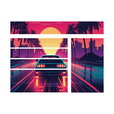 ToolPRO Tool Cabinet Magnet Fascia Set - Retro Synth Sunset, Suits 41" Cabinet, , scanz_hi-res