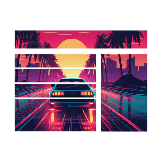 ToolPRO Tool Cabinet Magnet Fascia Set - Retro Synth Sunset, Suits 41" Cabinet, , scanz_hi-res