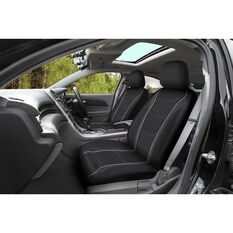 SCA Sports Leather Look & Carbon Seat Covers Black Adjustable Headrests Airbag Compatible, , scanz_hi-res