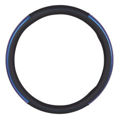 SCA Steering Wheel Cover Opal Leather Look Black/Blue 380mm Diameter, , scanz_hi-res