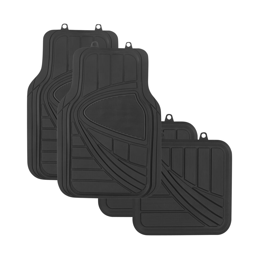 SCA Car Floor Mats PVC Rubber Two-tone Trim Black Set of 4, , scanz_hi-res