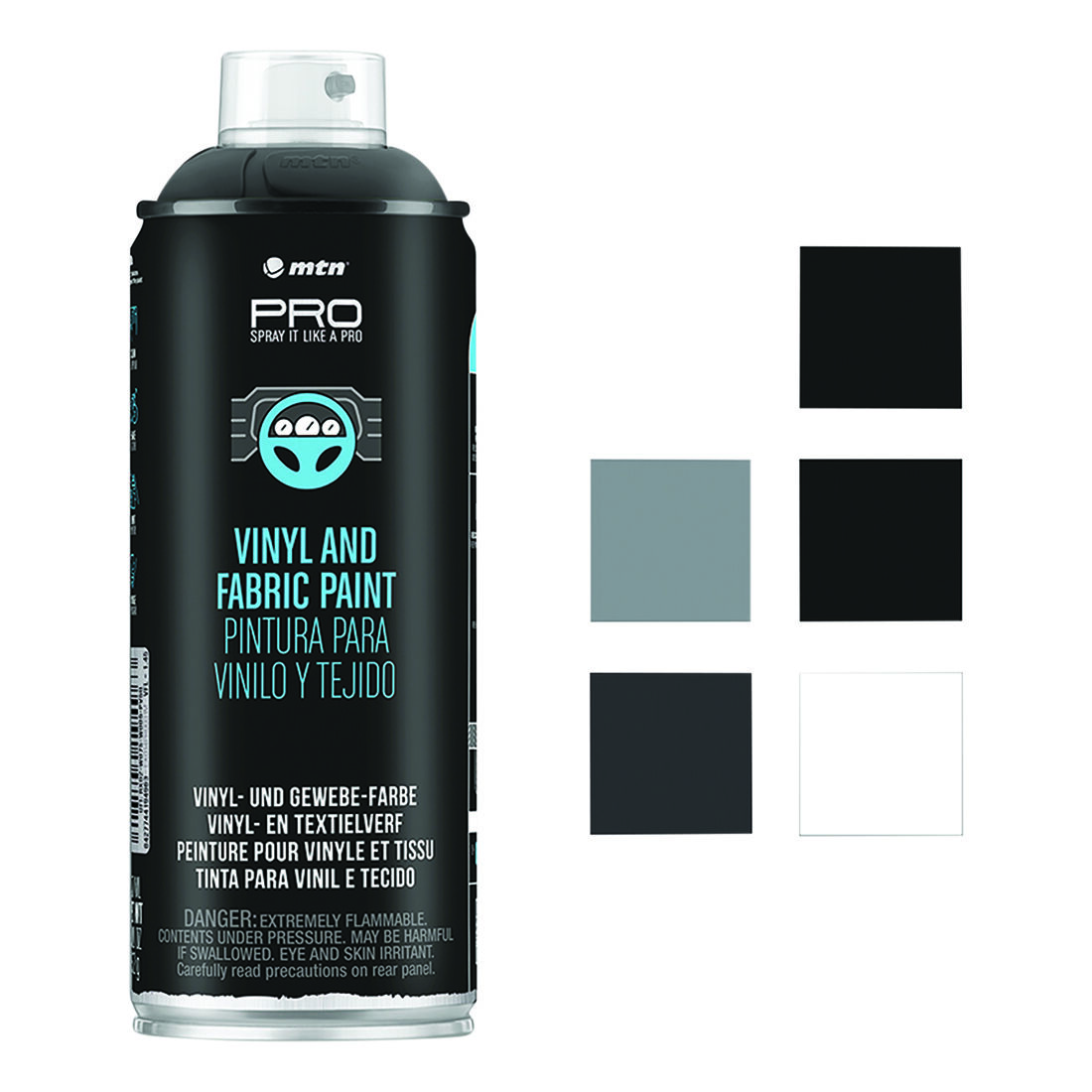 MTN PRO Vinyl &amp; Fabric Paint Black 400ml Spray Paint, , scanz_hi-res