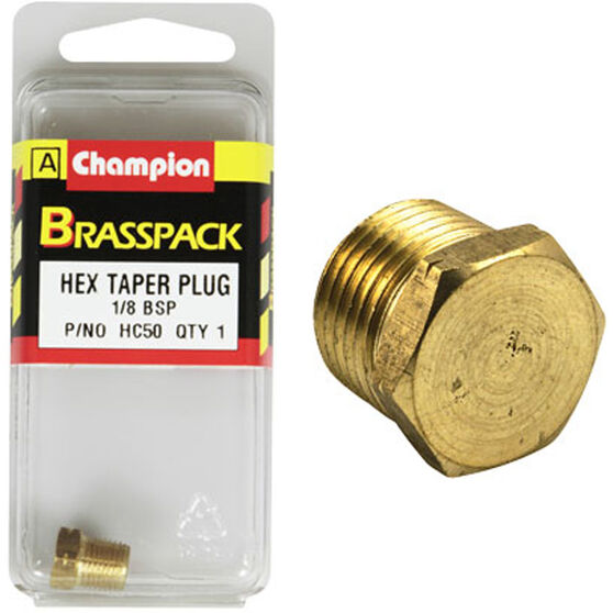 Champion Hex Taper Plug - 1 / 8inch, Brass, , scanz_hi-res