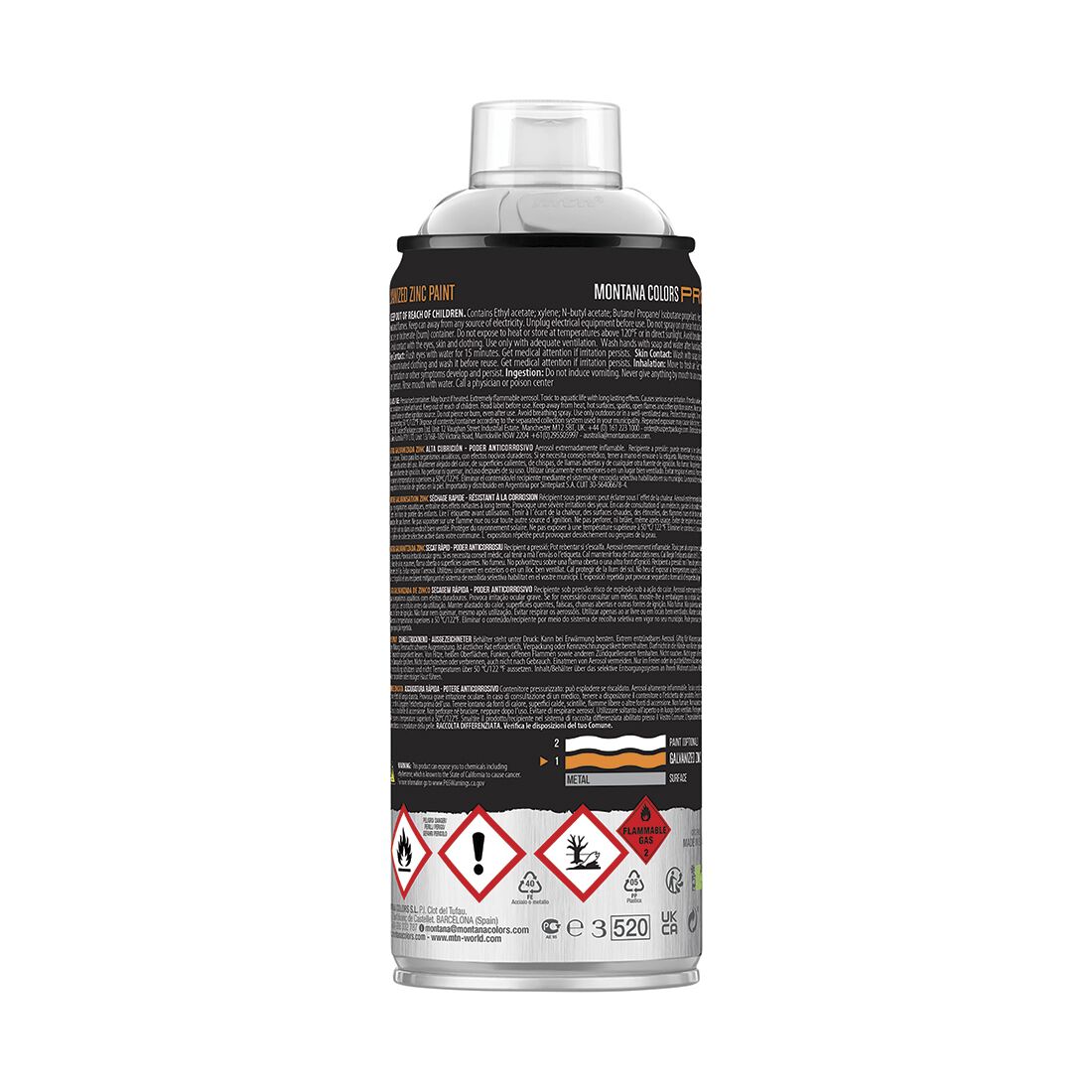 MTN Pro Galvanized Satin Silver Zinc Spray Paint 400mL, , scanz_hi-res