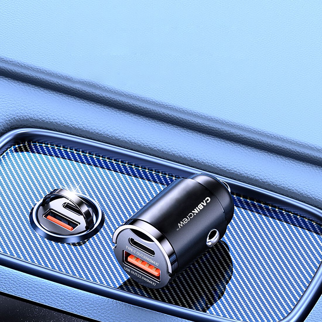 Cabin Crew 12V 30W 2 Port USB-A/USB-C In-Car Fast Charger, , scanz_hi-res