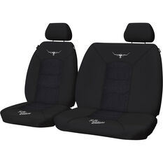 R.M.Williams Woven Seat Covers Black/Grey Adjustable Headrests Size 301 Front Bucket and Bench (W/Out Cut Out) Air Bag Compatible, , scanz_hi-res