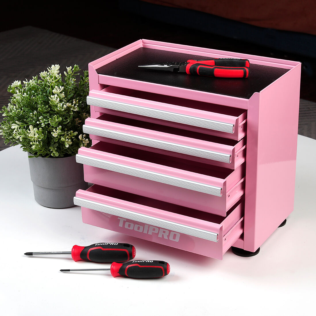 ToolPRO Mini Tool Cabinet 4 Drawer Pink, , scanz_hi-res