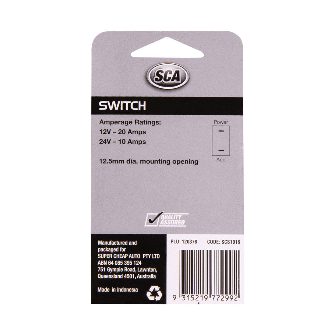 SCA Toggle Switch - 12/24V, On/Off, Metal w/ Tab, , scanz_hi-res