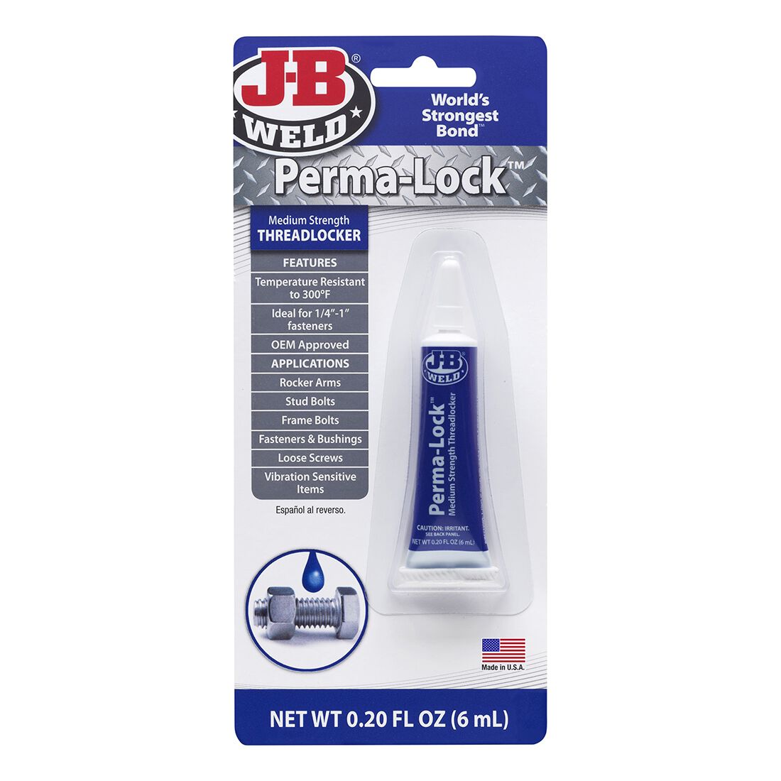 JB Weld Perma-Lock Mid Strength 6ml Blue 24206, , scanz_hi-res