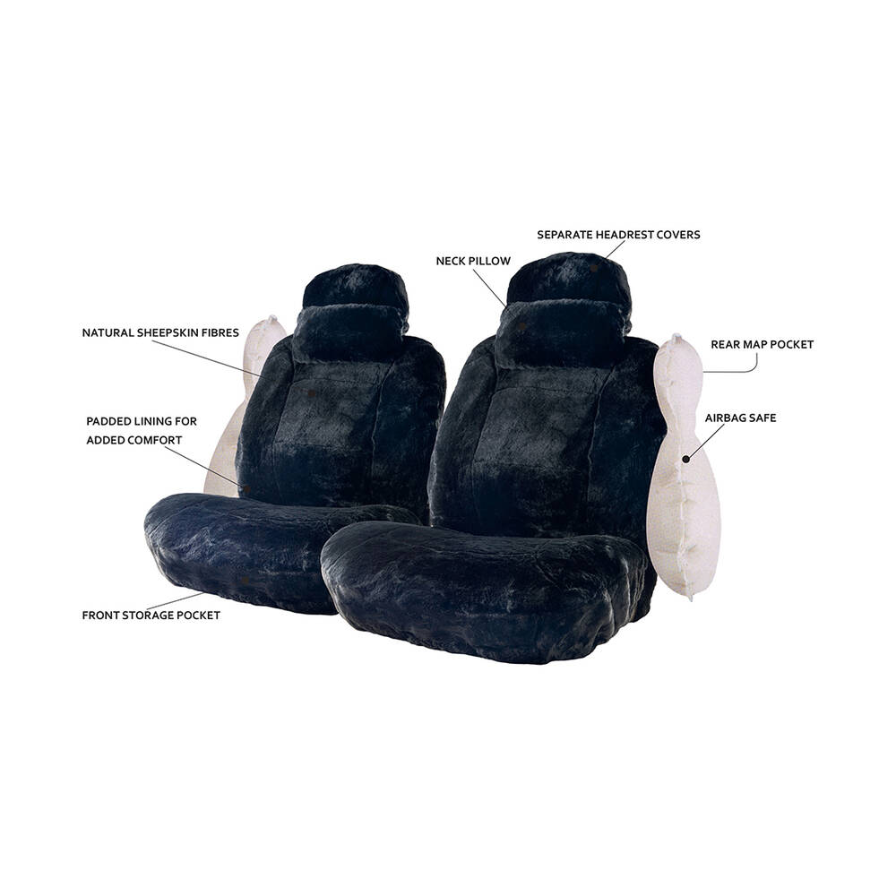 Platinum CLOUDLUX Sheepskin Seat Covers Black Adjustable