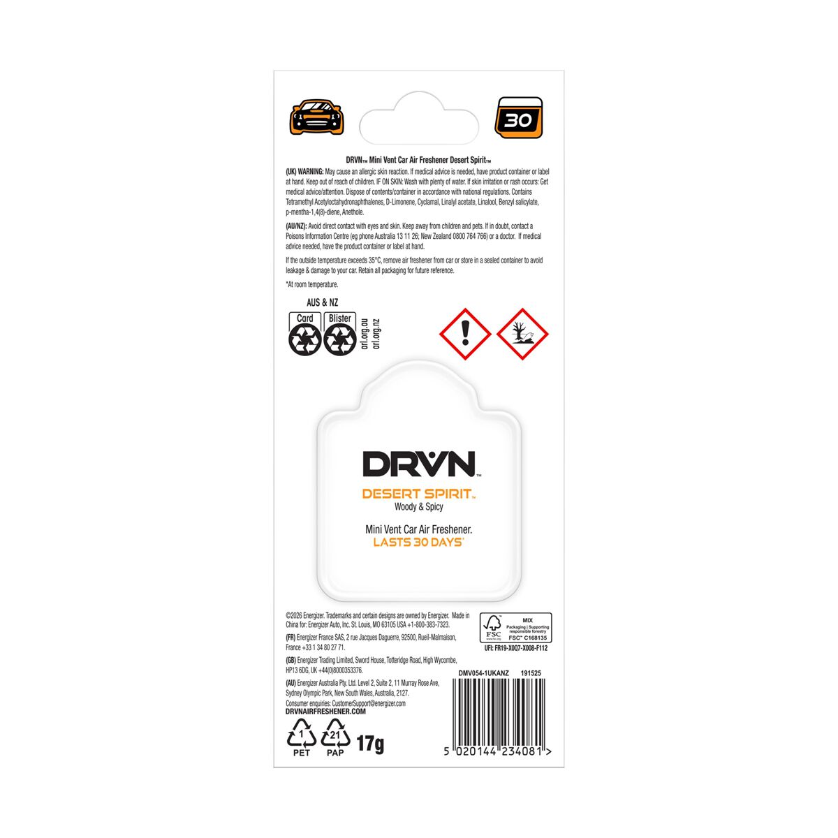 DRVN Mini Vent Desert Spirit Air Freshener - 1 Pack, , scanz_hi-res