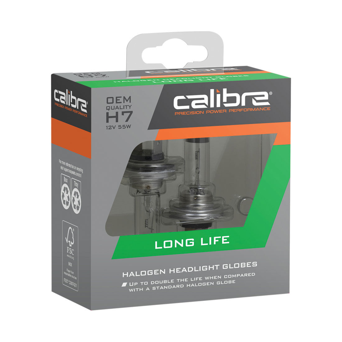 Calibre Long Life Headlight Globes - H7, 12V 55W, CALLH7, , scanz_hi-res