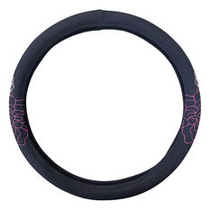 SCA Steering Wheel Cover - Rose Twill Polyester, Black / Pink, 380mm diameter, , scanz_hi-res