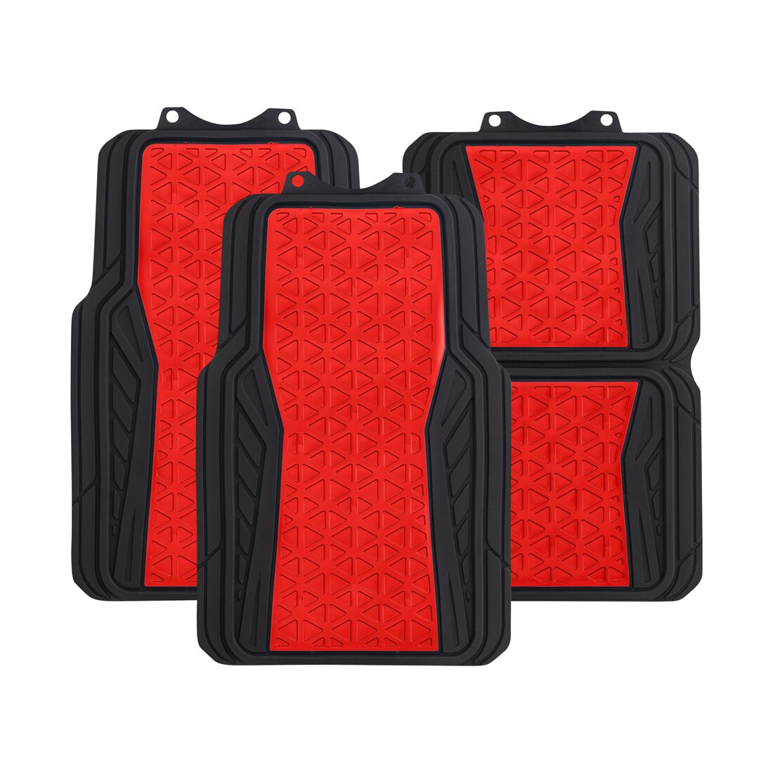 SCA Floor Mats PVC Rubber Pattern Red Set of 4, , scanz_hi-res