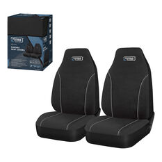 Ridge Ryder Canvas Seat Covers Black/Grey Piping Built-In Headrests Airbag Compatible 60SAB, , scanz_hi-res