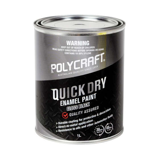 Polycraft Enamel Quick Dry Black 1 Litre, , scanz_hi-res