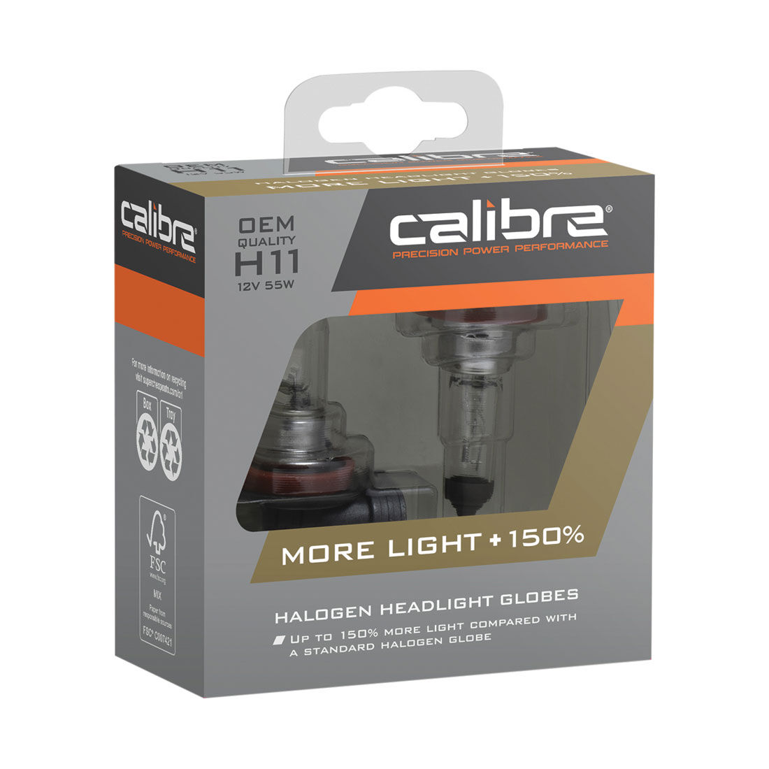 Calibre Plus 150 Headlight Globes - H11, 12V 55W, CA150H11, , scanz_hi-res