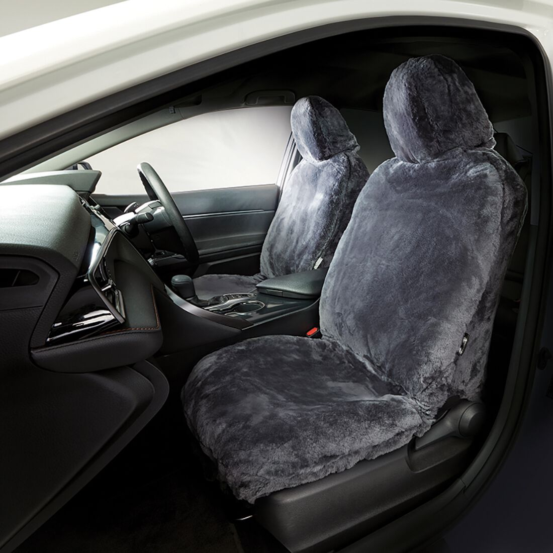 Gold CLOUDLUX Sheepskin Seat Covers - Slate Adjustable Headrests Size 30 Airbag Compatible, , scanz_hi-res