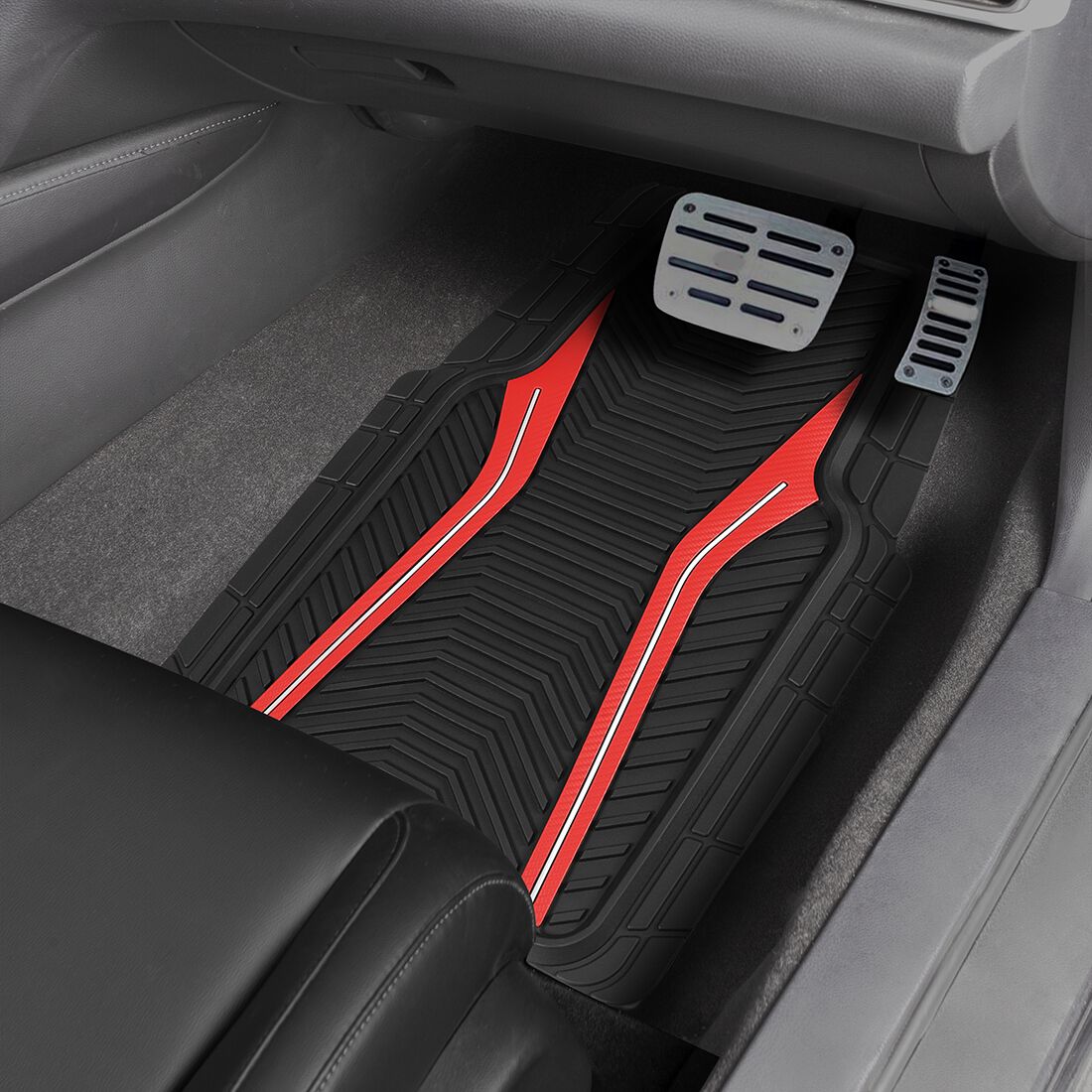 SCA Floor Mats PVC Rubber Sports Red Set of 4, , scanz_hi-res