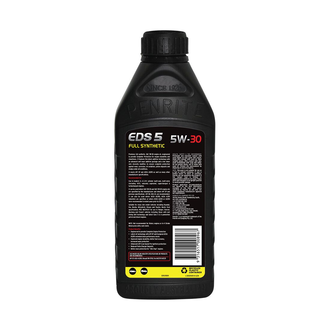Penrite Full Synthetic Engine Oil -  5W-30 1 Litre, , scanz_hi-res
