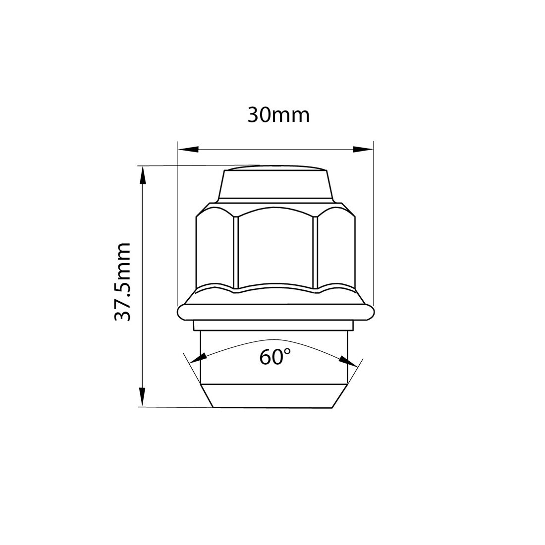 Tridon Wheel Nuts M12x1.5. Tapered Seat. 19mm Hex - 5 Pack, , scanz_hi-res